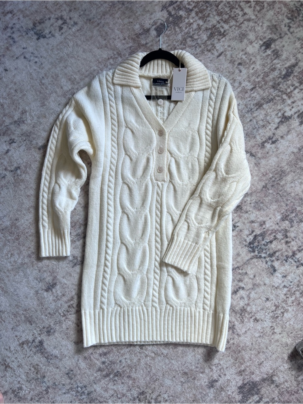 VICI Cable Knit Sweater Mini Dress